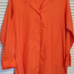 Coldwater Creek Blouse/Shirt in size 1X; Bright Orange; 55% linen & 45% Cotton